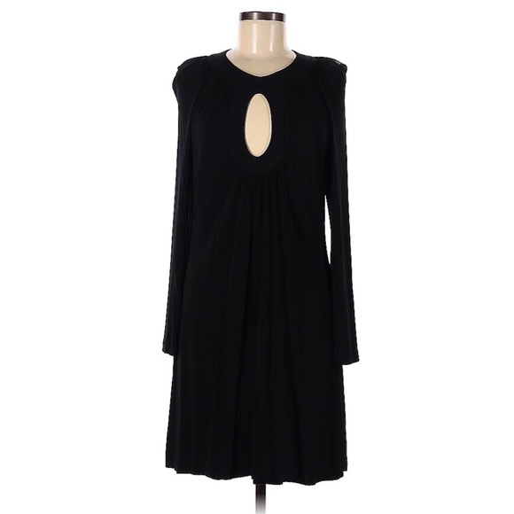 Trina Turk Long Sleeve Dress Front Key Hole Black Size 8 - Picture 1 of 6